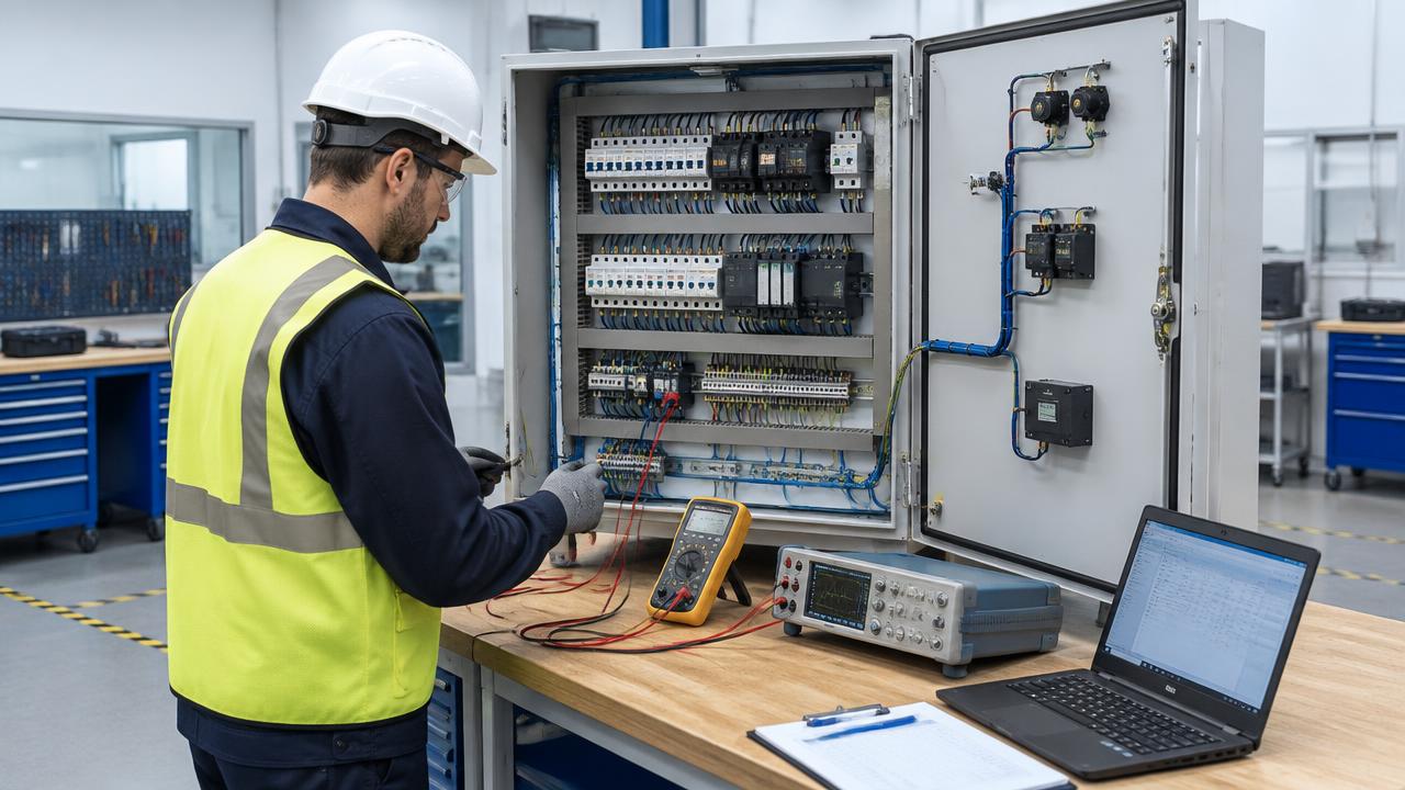 Factory acceptance testing of an industrial control panel